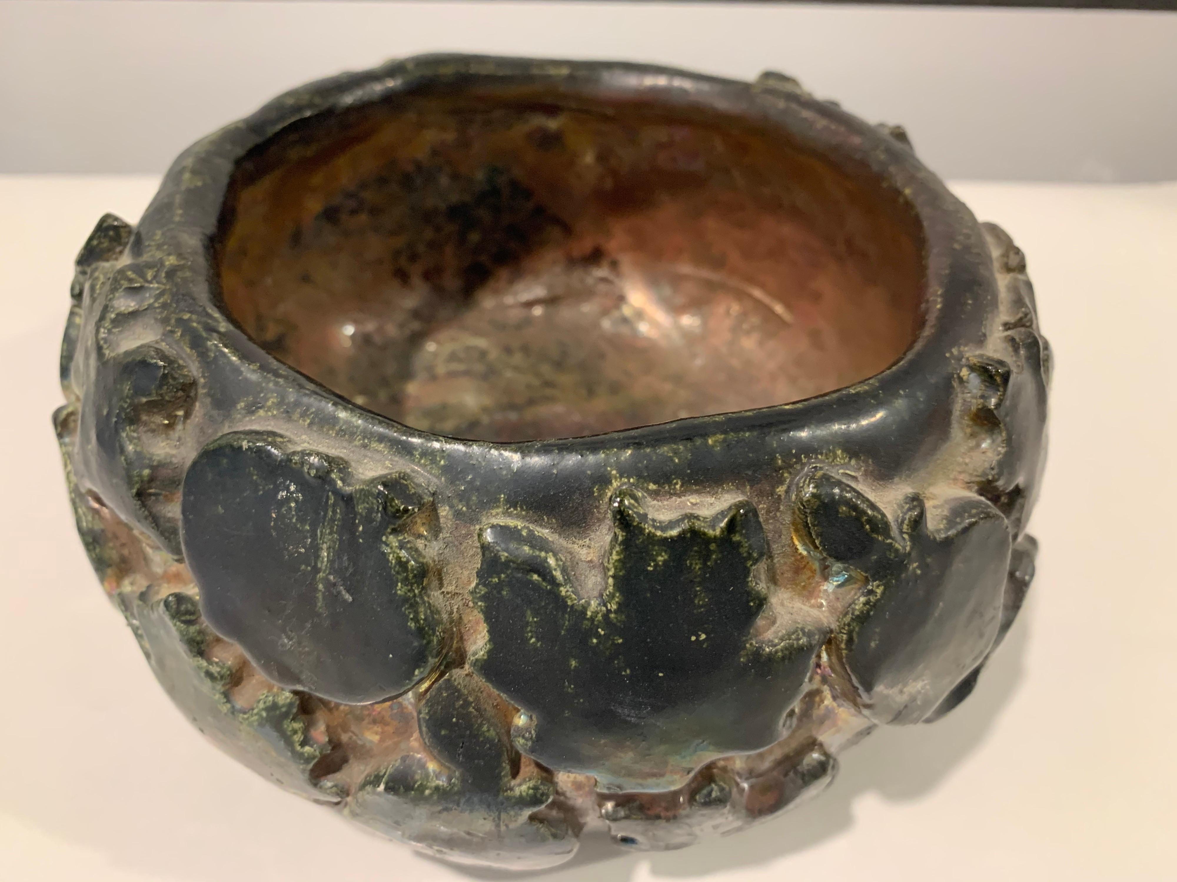 Metallic Lava Glazed Pottery Bowl 1