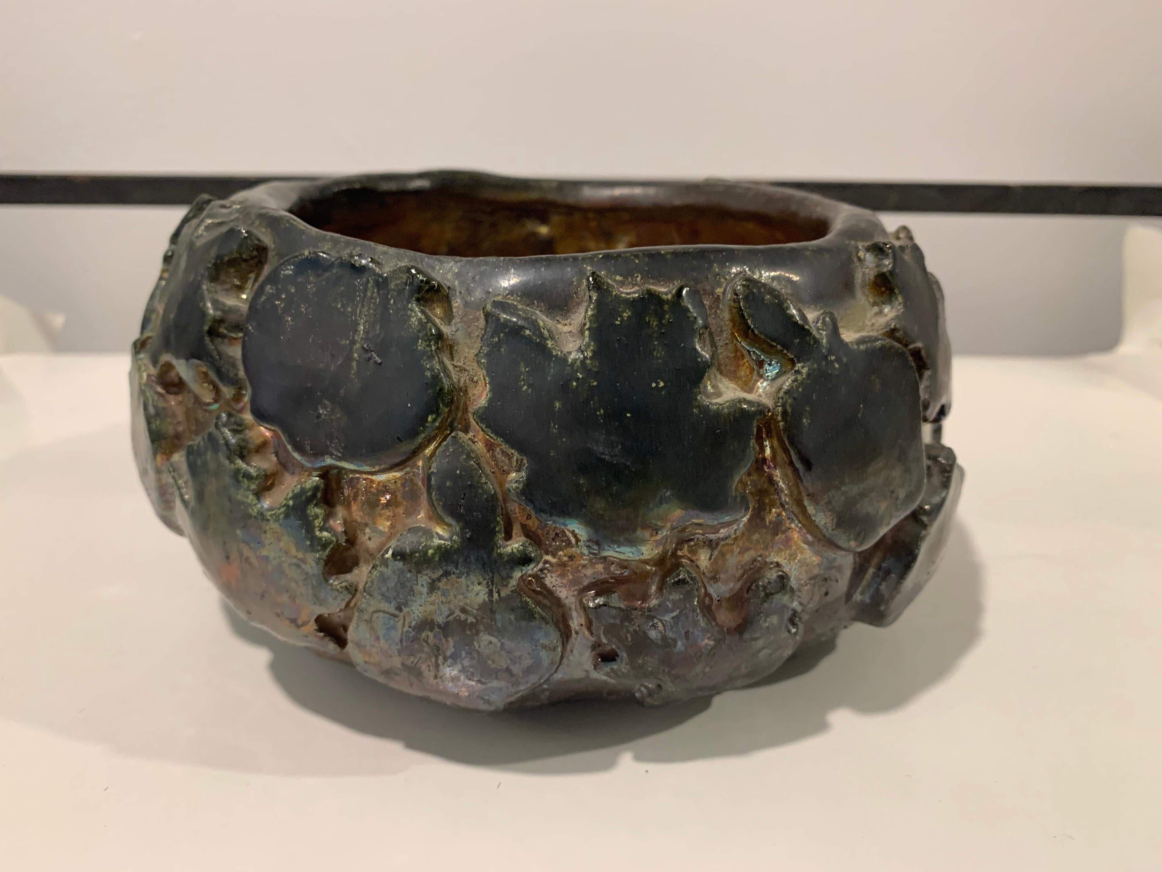 Metallic Lava Glazed Pottery Bowl 2