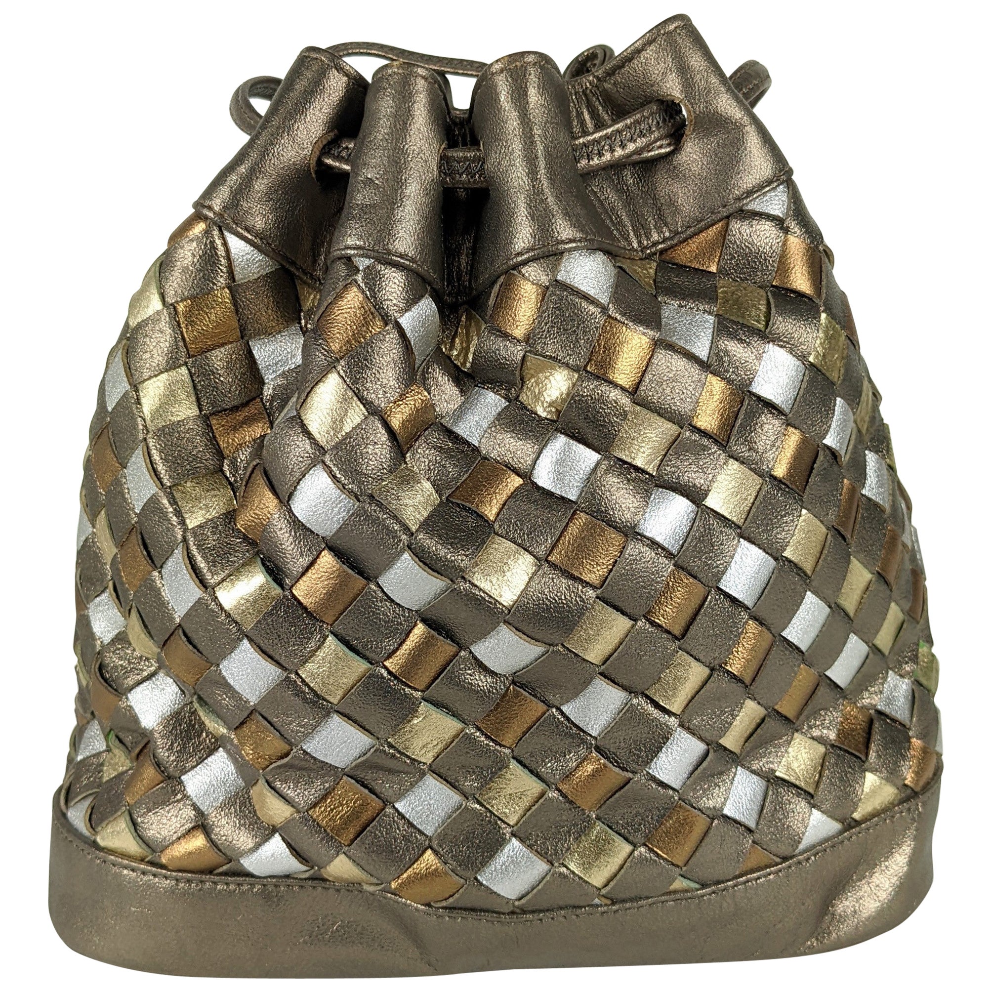 Morris Moskowitz: Gewebte Schultertasche aus Metallic-Leder, Morris Moskowitz im Angebot