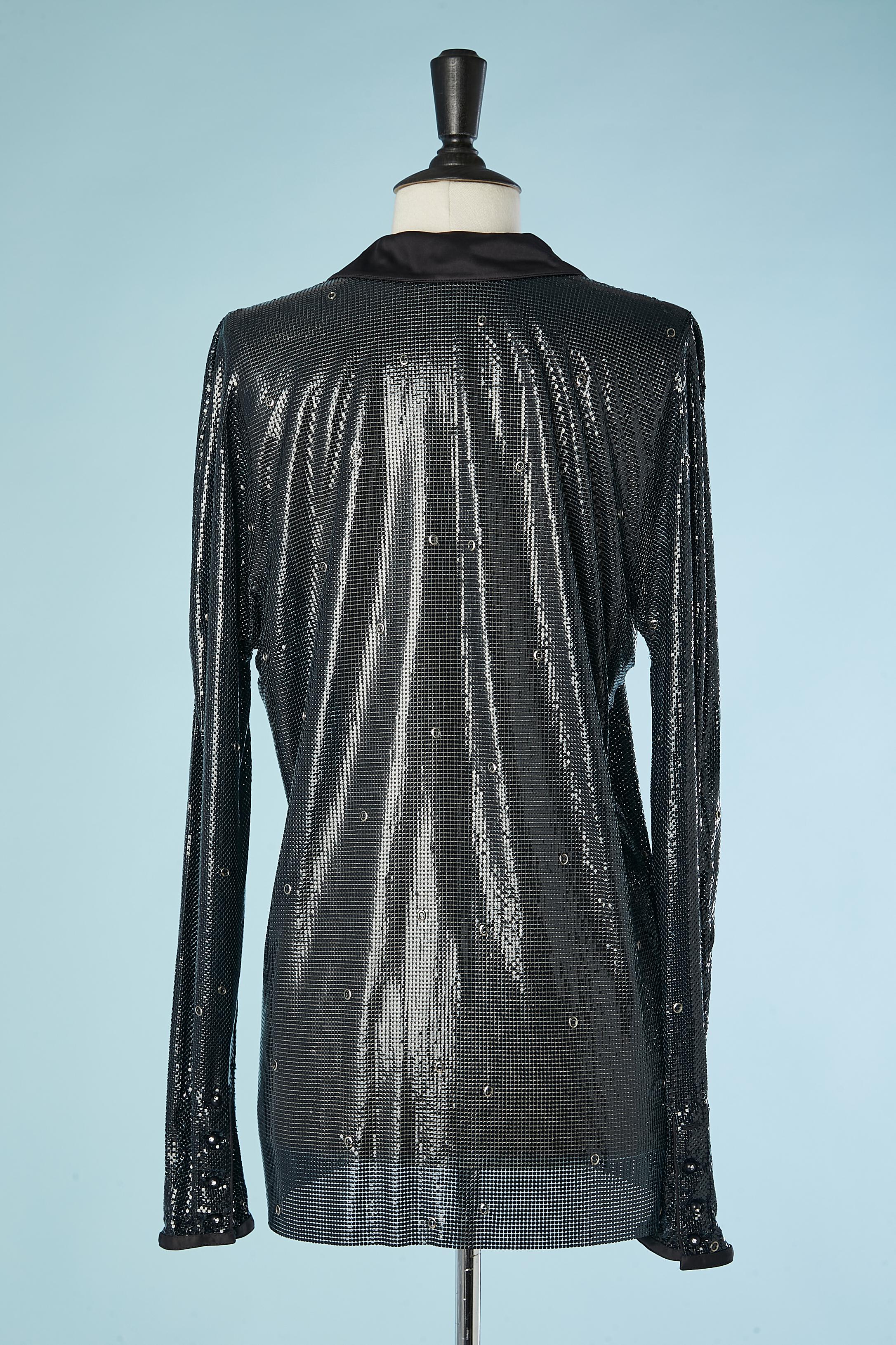 Chemise en maille métallique avec boutons et œillets en strass Gianni Versace Sera  en vente 1