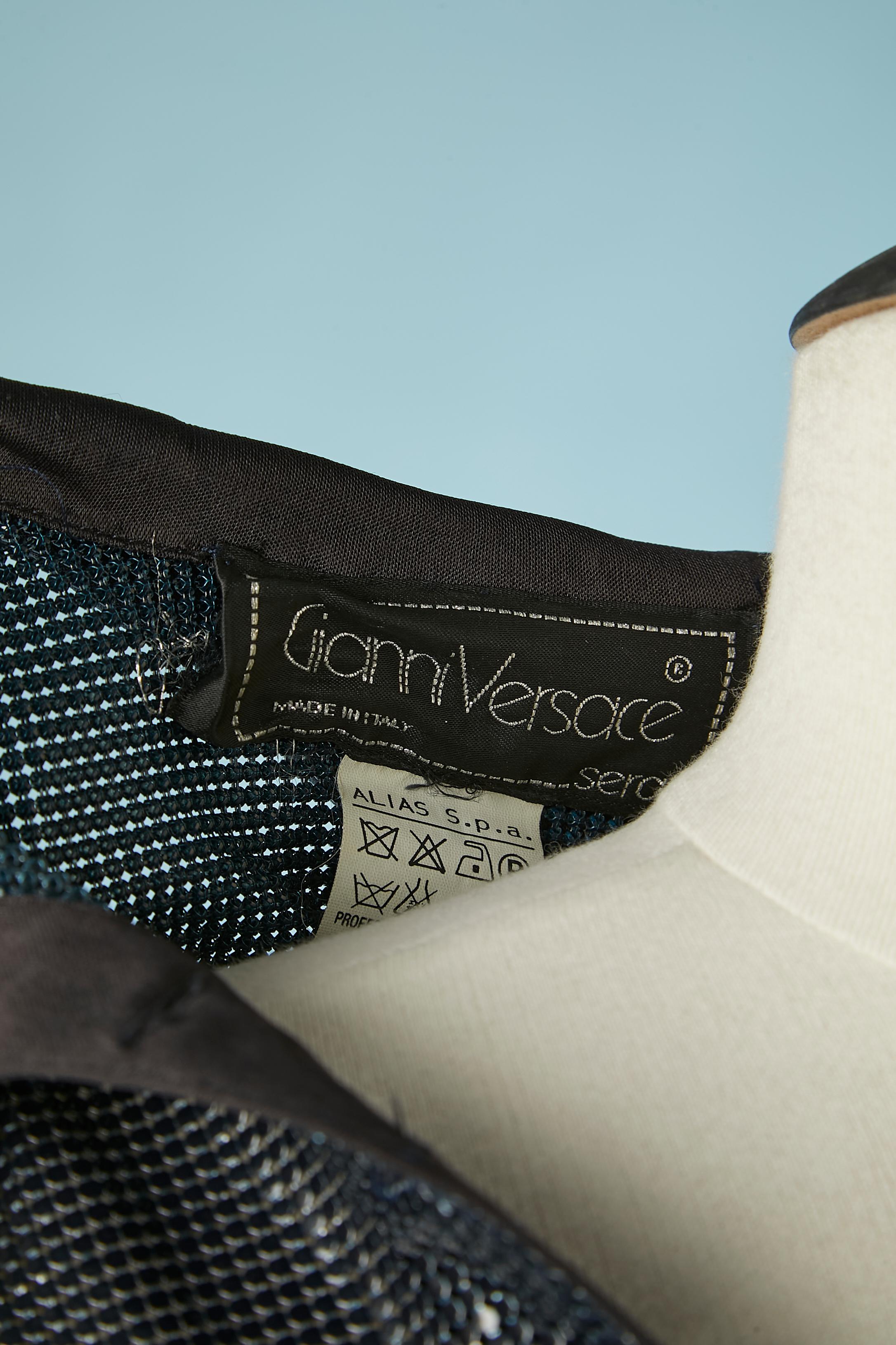 Chemise en maille métallique avec boutons et œillets en strass Gianni Versace Sera  en vente 3
