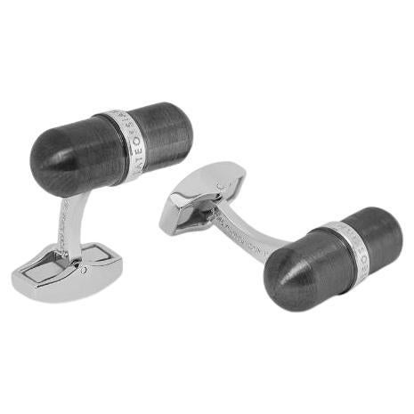 Metallic Pill Cufflinks in Black IP Plated Stainless Steel For Sale