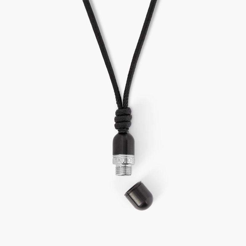 Metallic Pill Necklace in Black IP Plated Stainless Steel

The iconic metal pill from the Elton John Aids Foundation collection has been given an upgrade with this dynamic necklace. Designed using black IP plated stainless steel it is the perfect