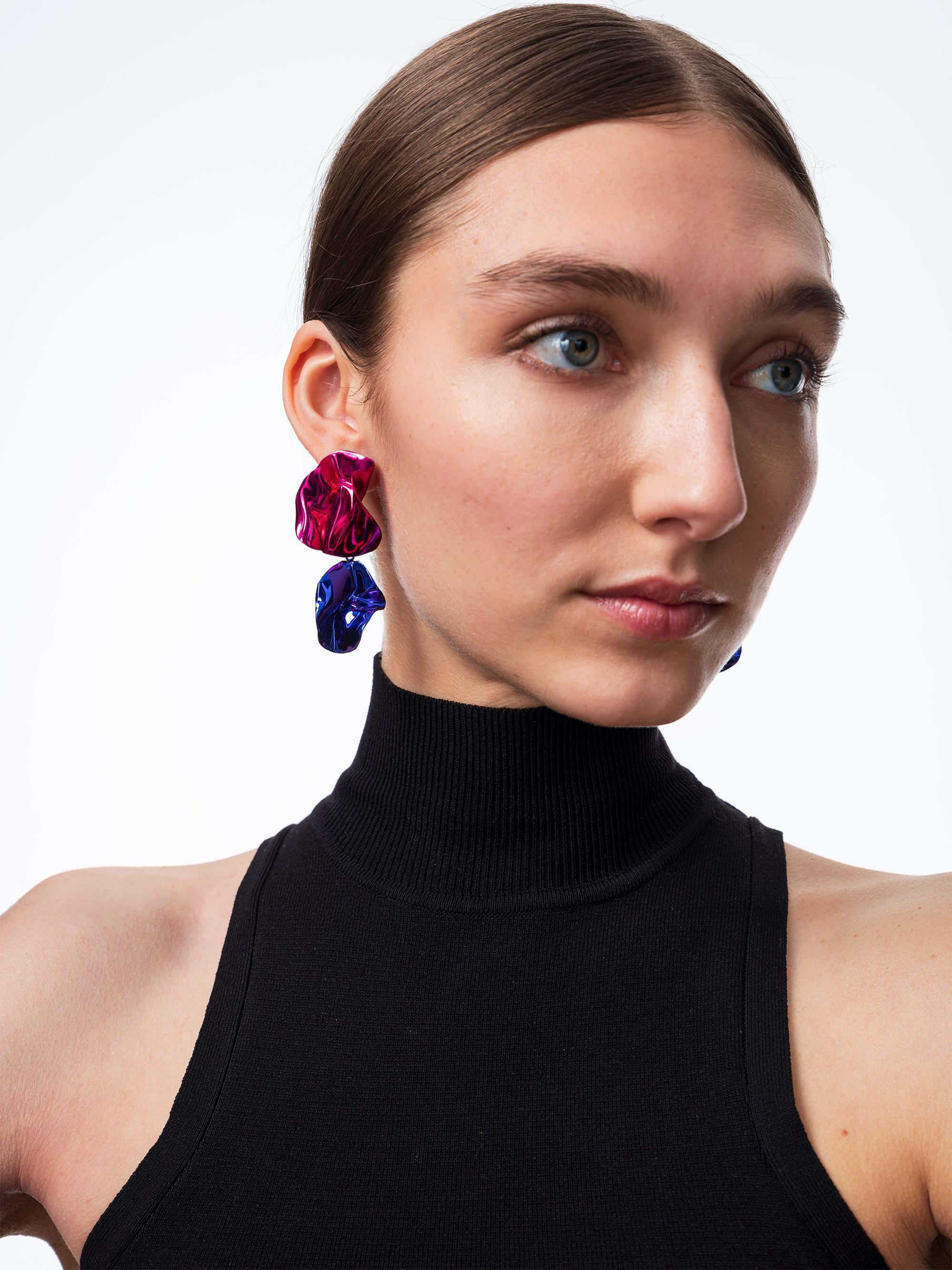 pink metallic earrings