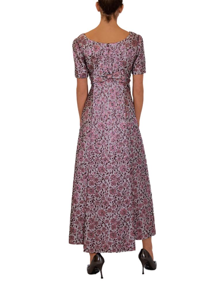 Metallic Pink Brocade 1960s Evening Dress Metallic Pink Brocade 1960s Evening Dress