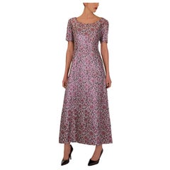 Abito da sera anni '60 in broccato rosa metallizzato