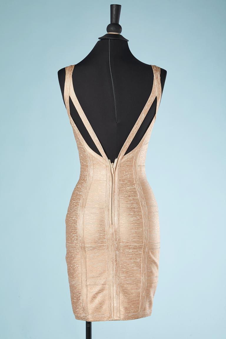 Metallic pink coated knit strap cocktail dress Herv Lger For Sale at  1stDibs | herve leger gold dress, herve leger pink dress, ipekyol amman