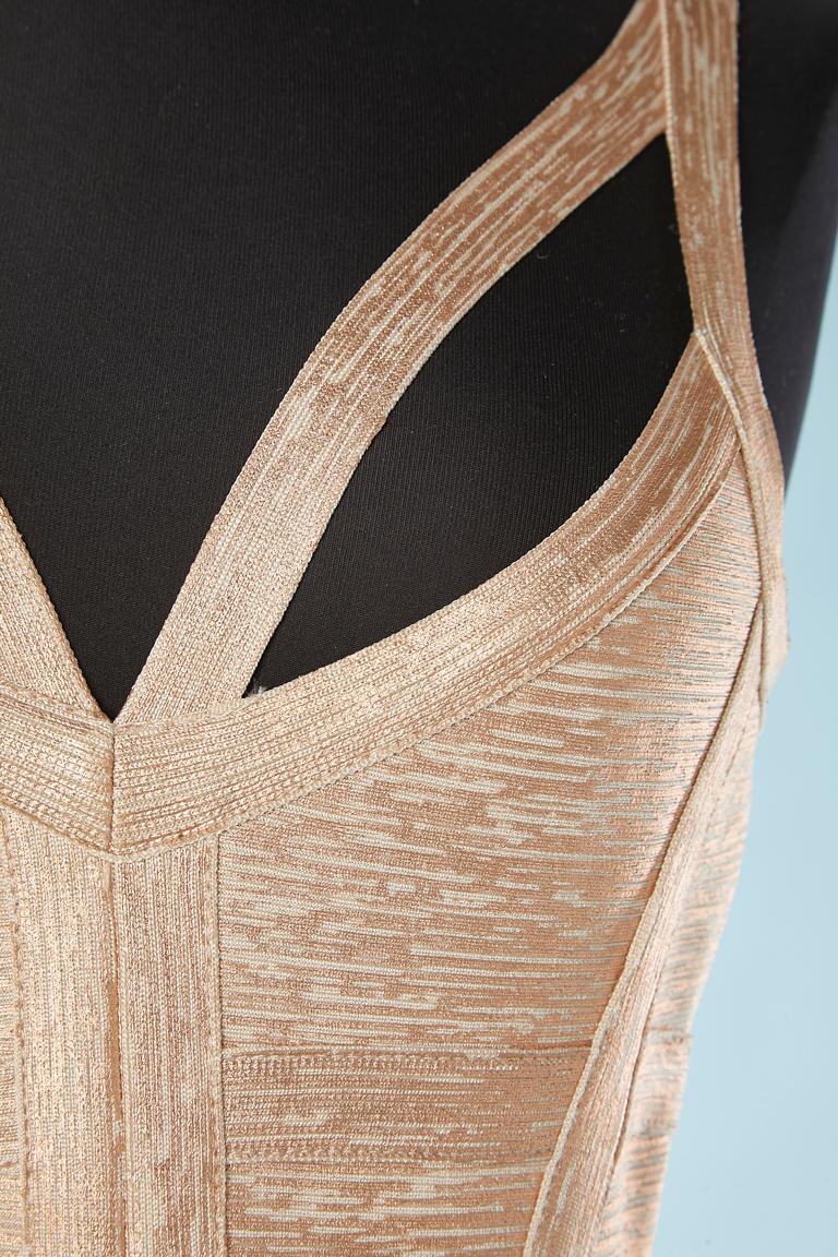 Metallic pink coated knit strap cocktail dress Herv Lger For Sale at  1stDibs | herve leger gold dress, herve leger pink dress, ipekyol amman