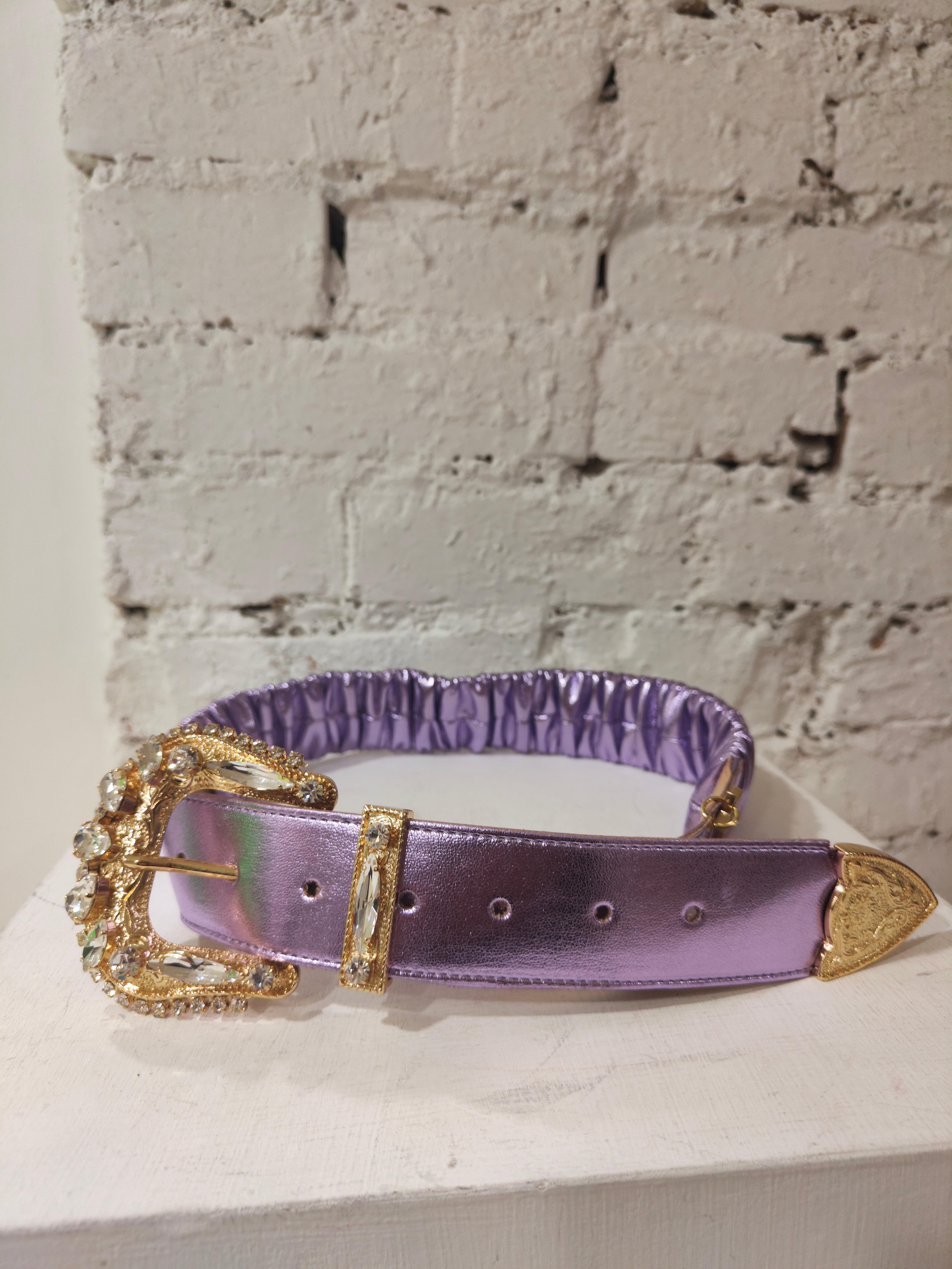 Women's or Men's Metallic purple tone leather swarovski belt NWOT 