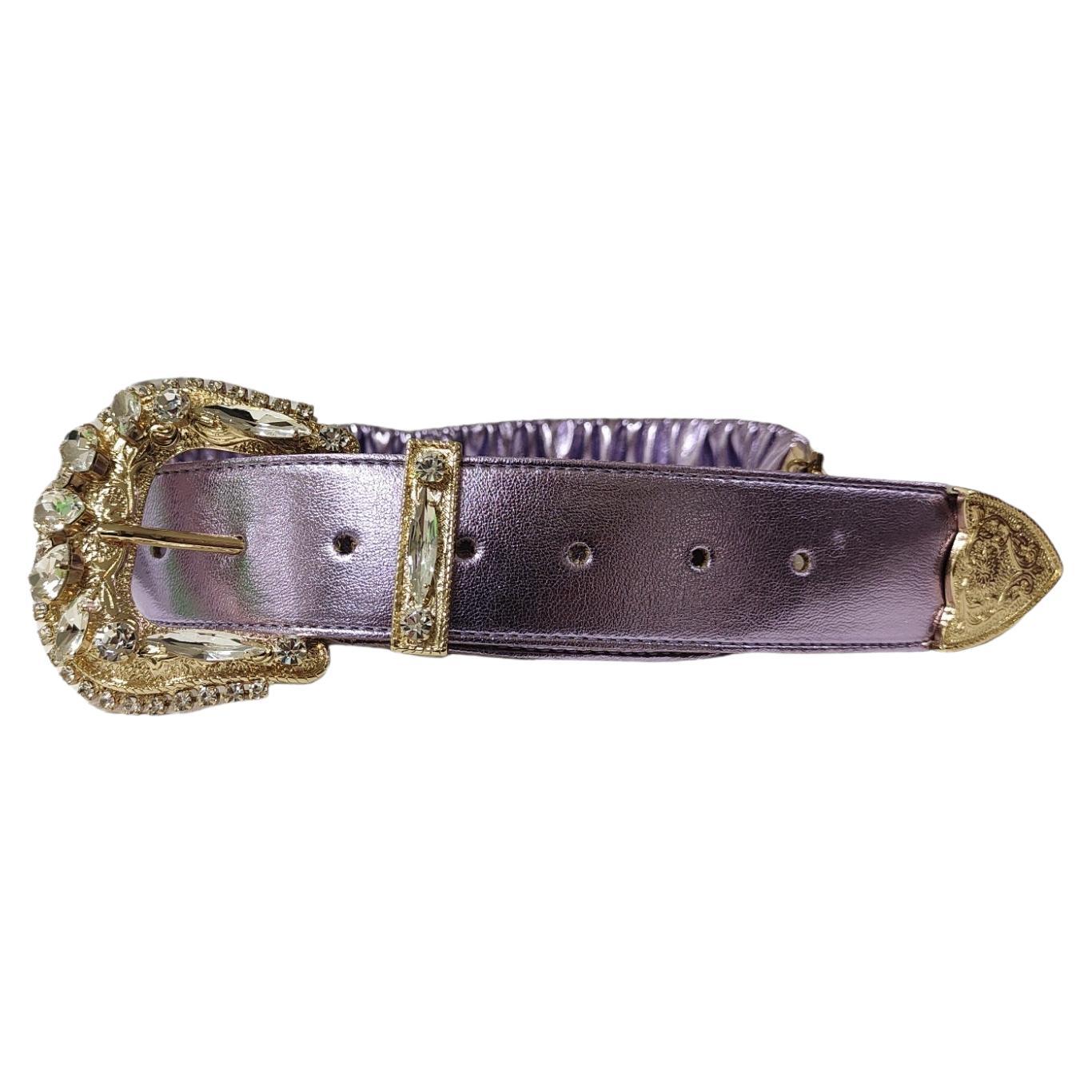 Metallic purple tone leather swarovski belt NWOT 