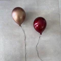 Metallic Red Wine ceramic balloon sculpture handmade for wall, ceiling