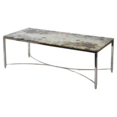 Metallic-Harztisch mit eingebetteten Steinen aus Schweden