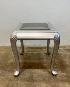 Metallic Silver Art Deco Style Side Table