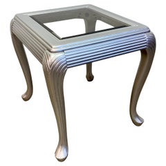 Metallic Silver Art Deco Style Side Table