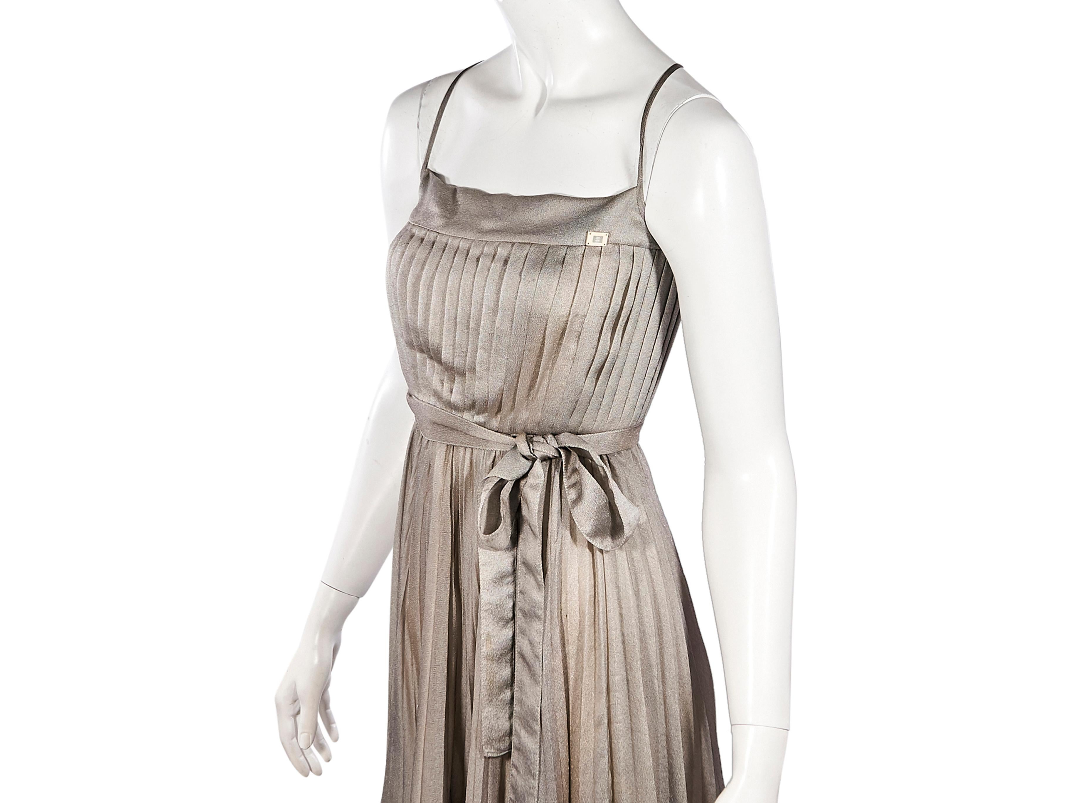 Metallic Silver Chanel Pleated Dress In Good Condition In New York, NY
