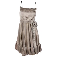 Metallic Silver Chanel Pleated Dress