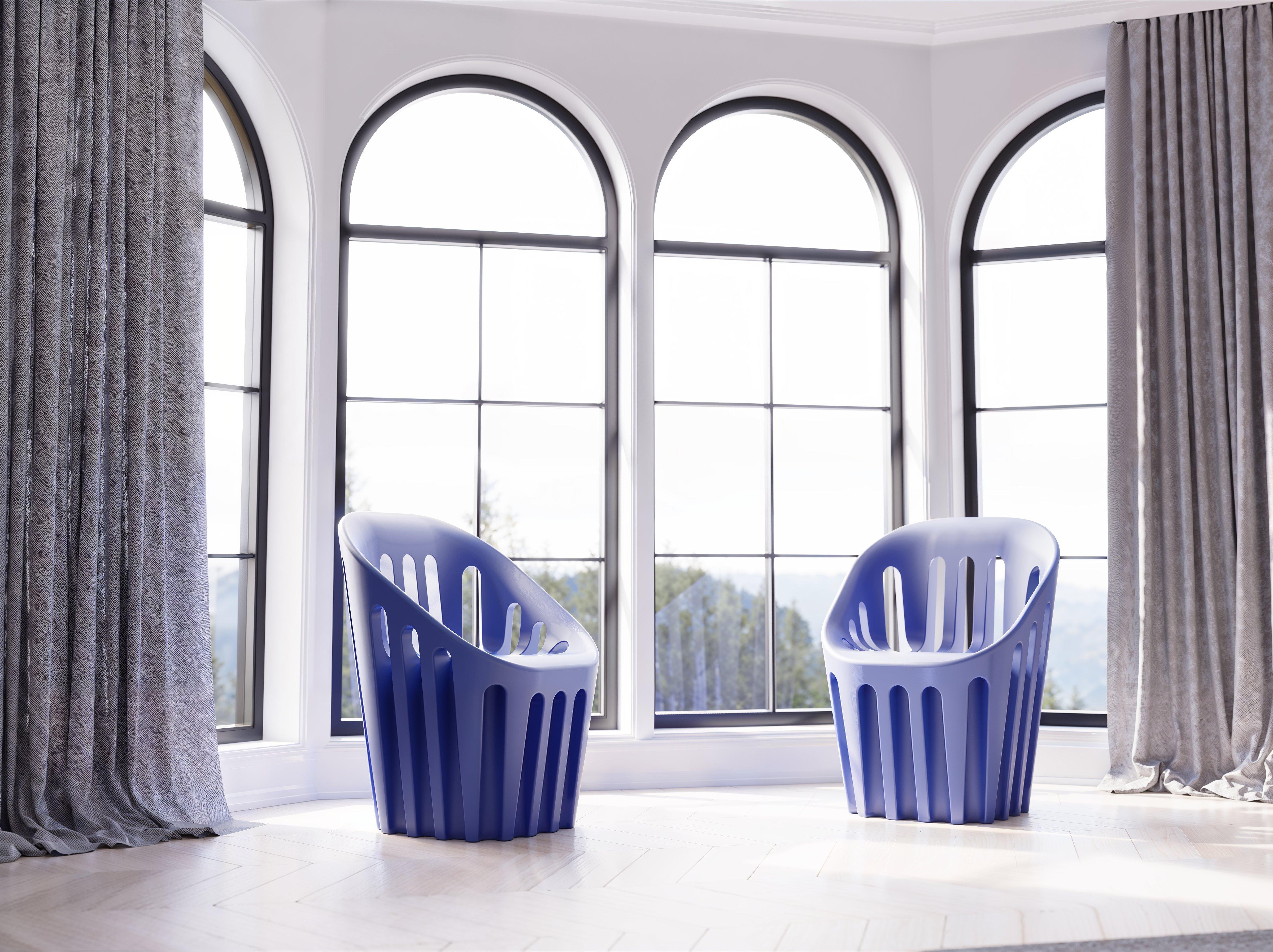 Postmoderno Sedia Coliseum Metallic Silver Glossy di Alvaro Uribe in vendita
