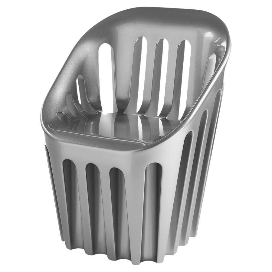 Metallic Silver Glossy Coliseum Chair by Alvaro Uribe For Sale