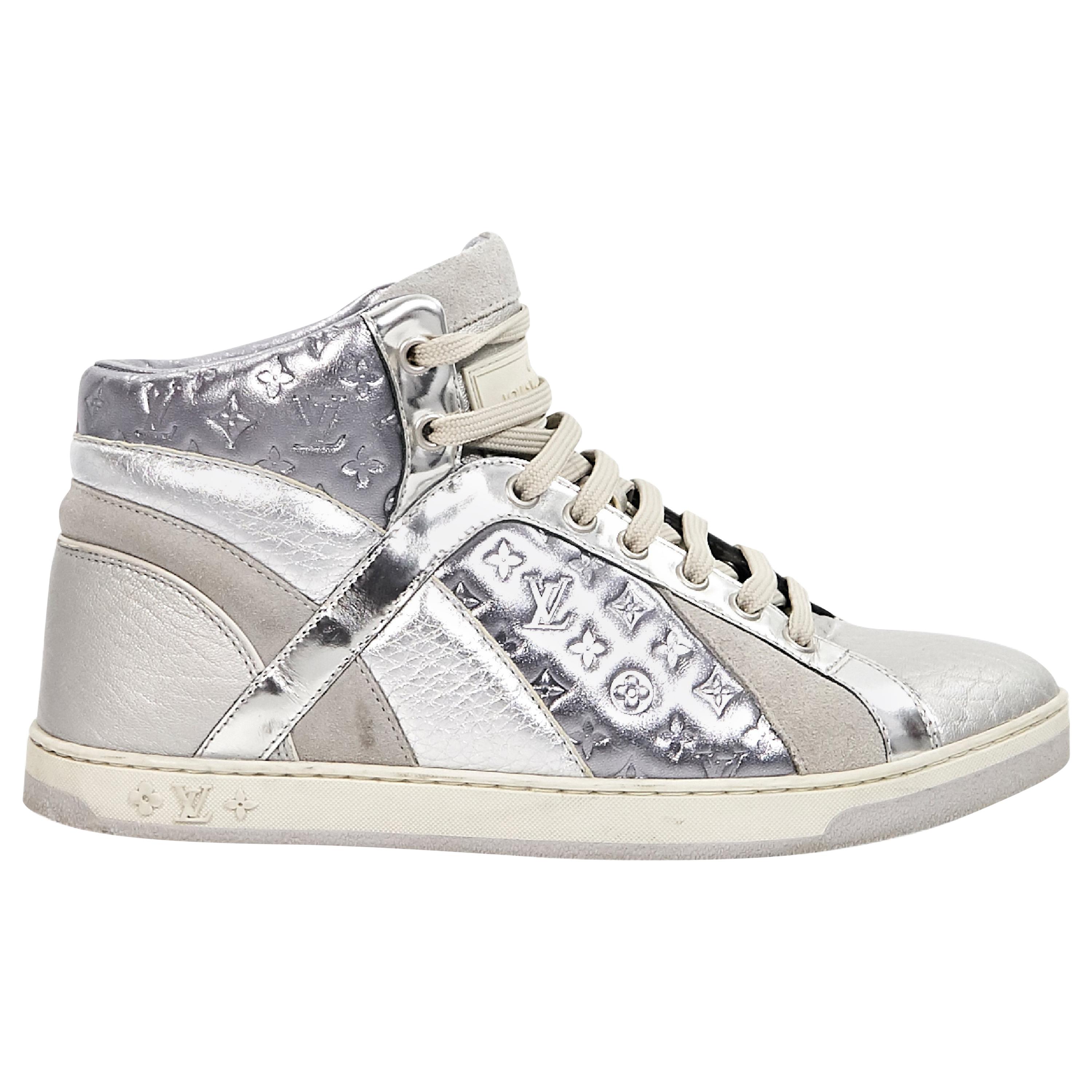 Metallic Silver Louis Vuitton High-Top Sneakers