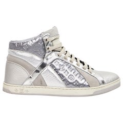 Metallic Silver Louis Vuitton High-Top Sneakers
