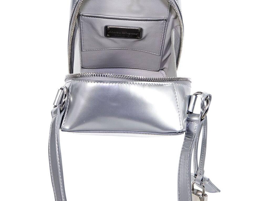 Salvatore Ferragamo Metallic Silver Mini Box Bag In Good Condition In New York, NY