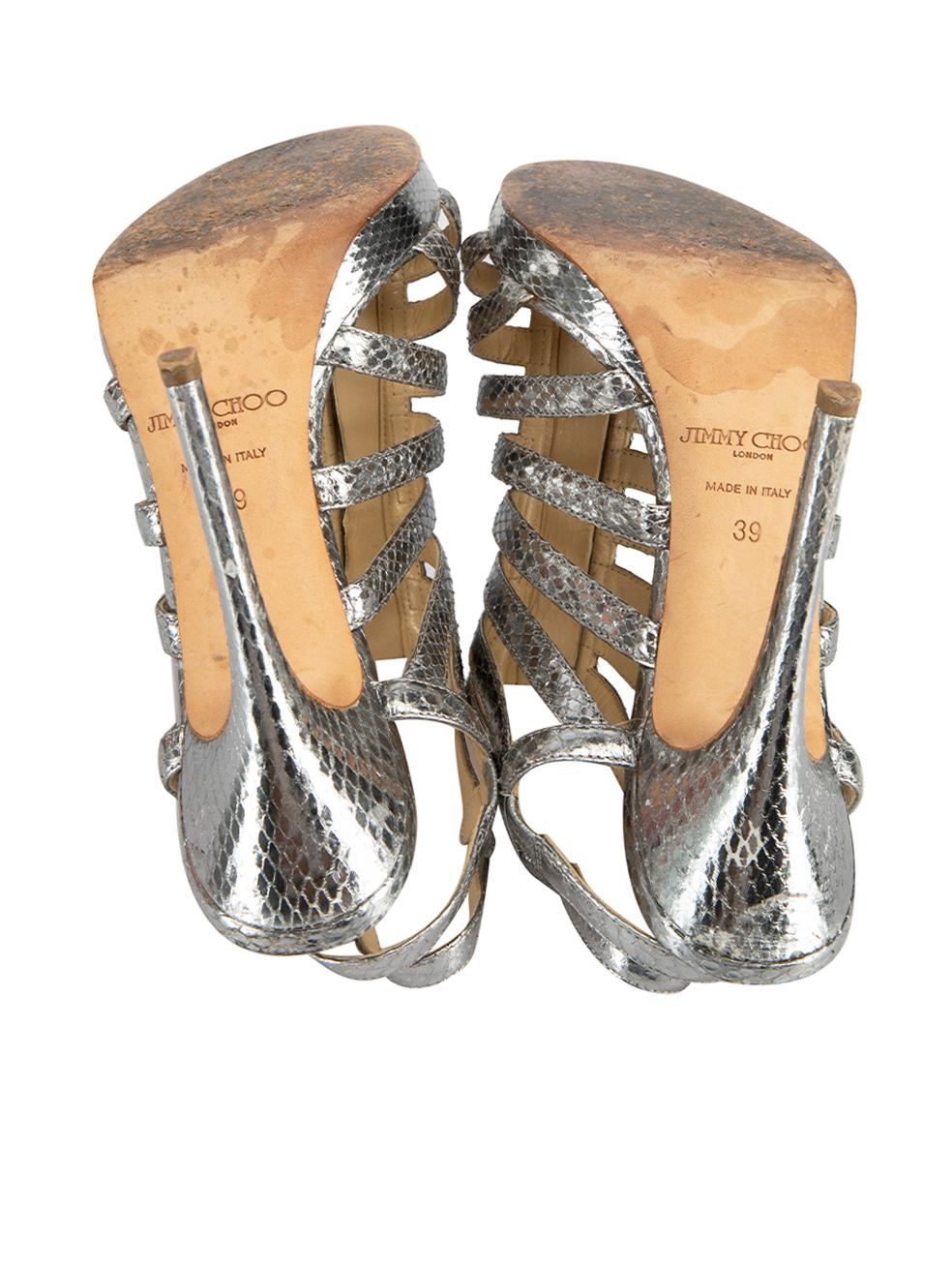 Women's Metallic Silver Water Snake Platform Glenys Sandals Size IT 39 For Sale