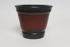 Metallic Slate and Matte Red Glaze Variegated Ceramic Planter by Deanna Nichols
