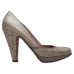 Metallic Taupe Alaia Python Platform Pumps Size 38