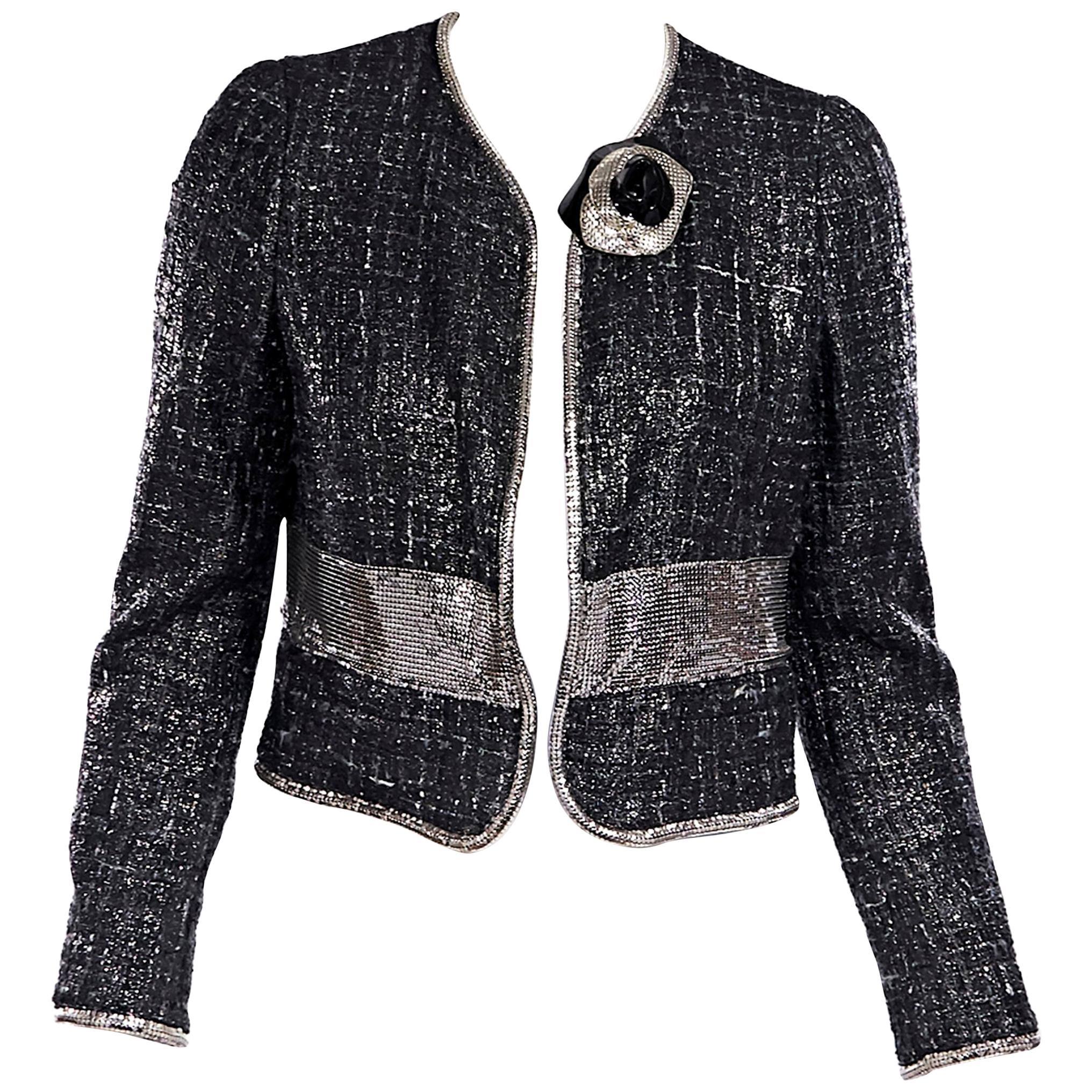 Metallic Versace Tweed Jacket at 1stDibs