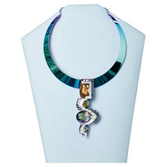 Metallized necklace with rhinestone pendant Daniel Swarovski 