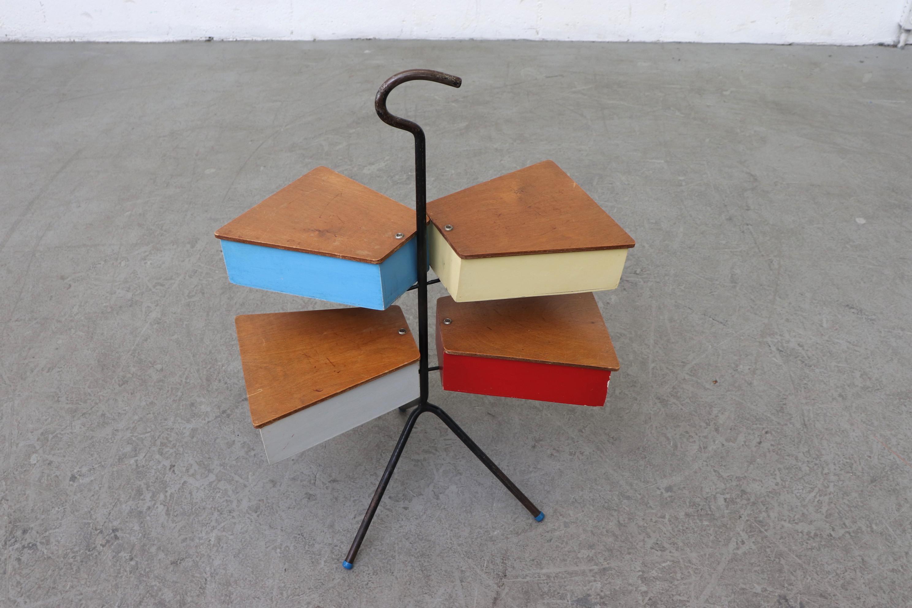 Mid-20th Century Metalux Multicolored Sewing Box Stand by J. Teders