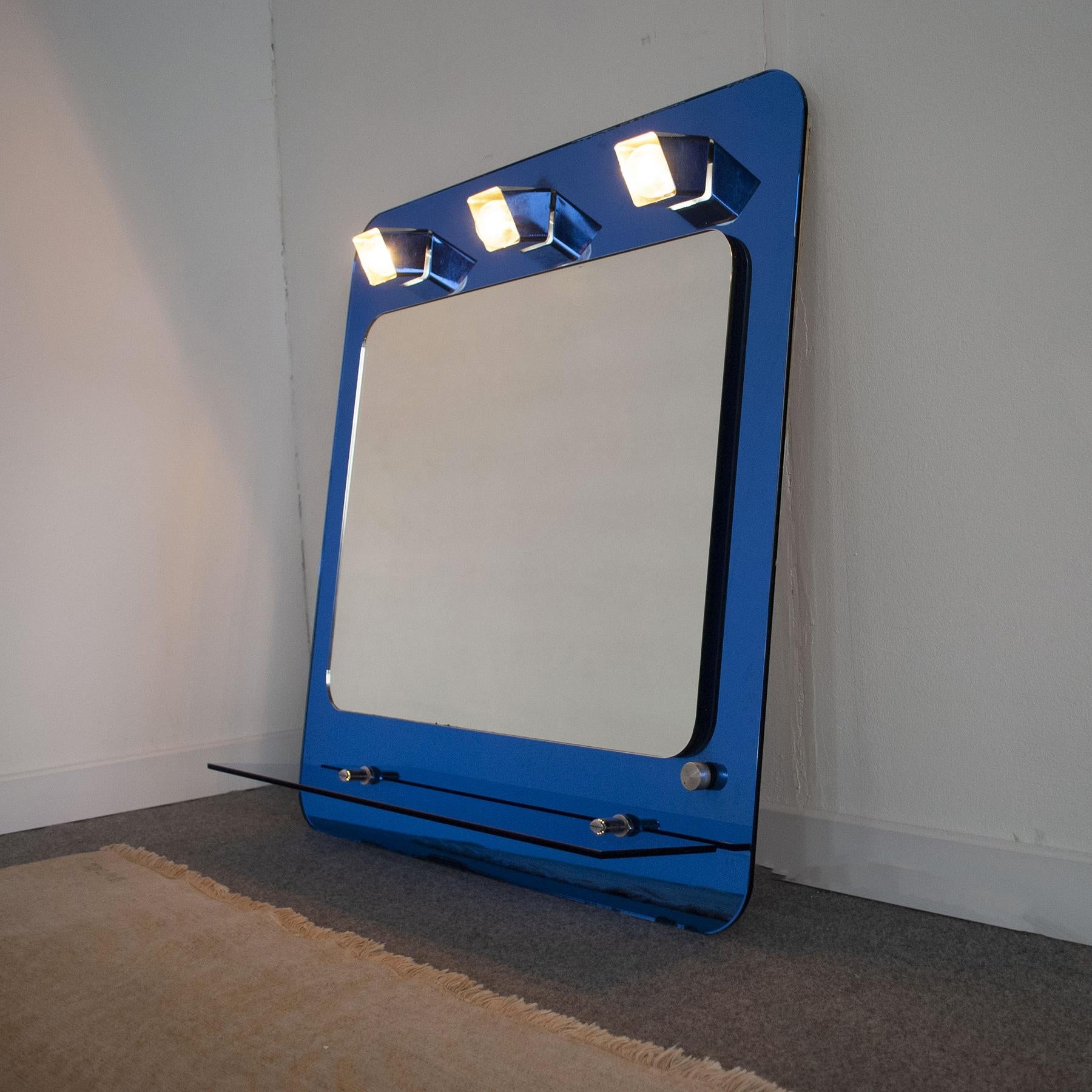 Metalvetro Siena Italy Specchio con luci incorporato Fine anni '60 in vendita 6