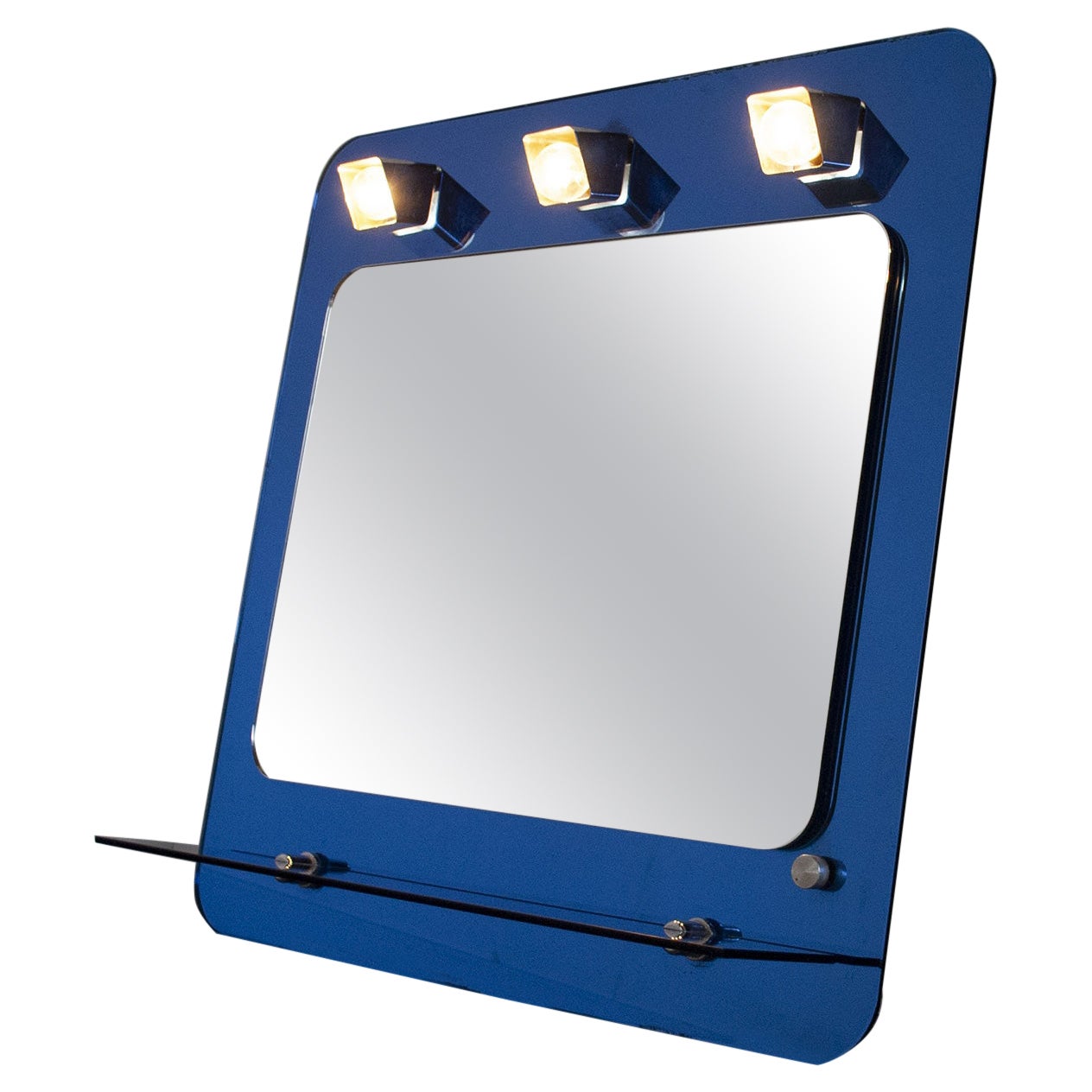 Miroir Metalvetro Siena Italie avec lampes intégrées, fin des années 60 en vente