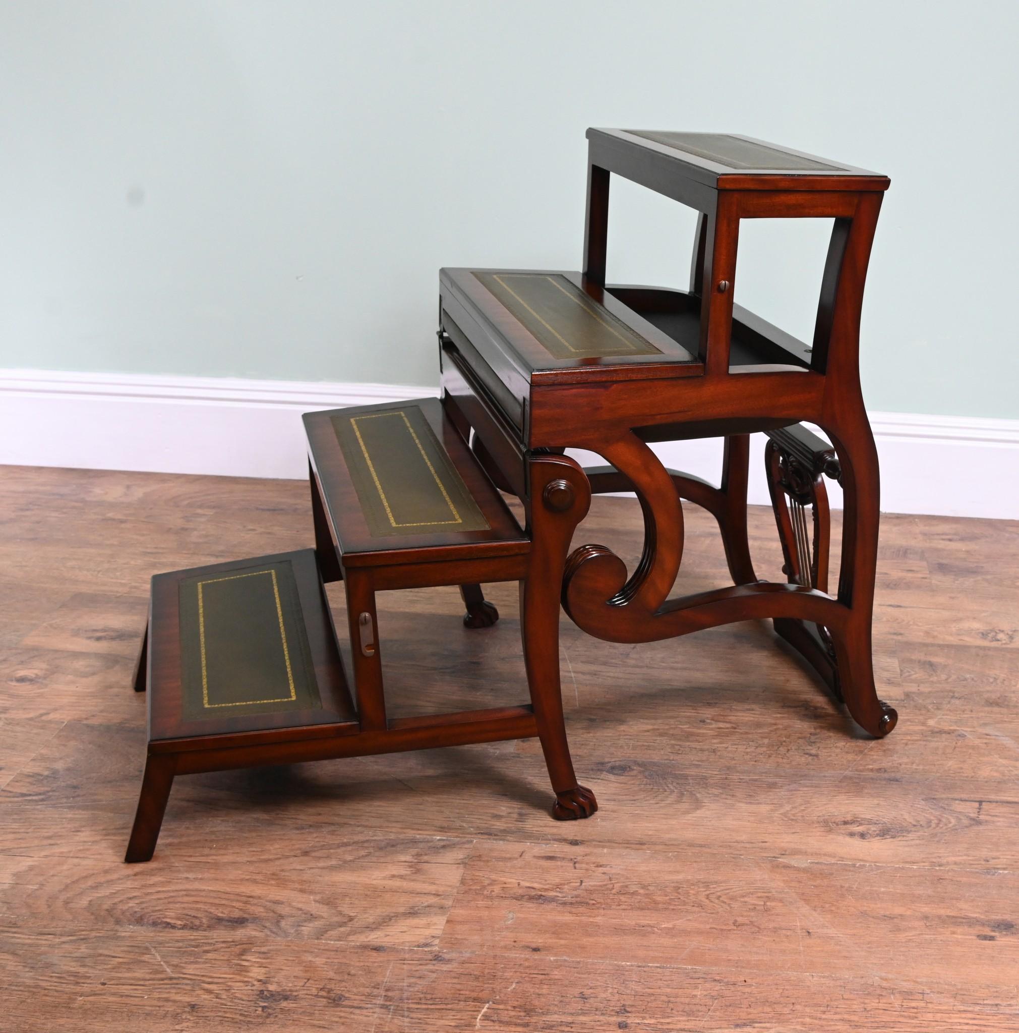 Late 20th Century Metamorphic Chair Regency Shield Back Library Ladder For Sale