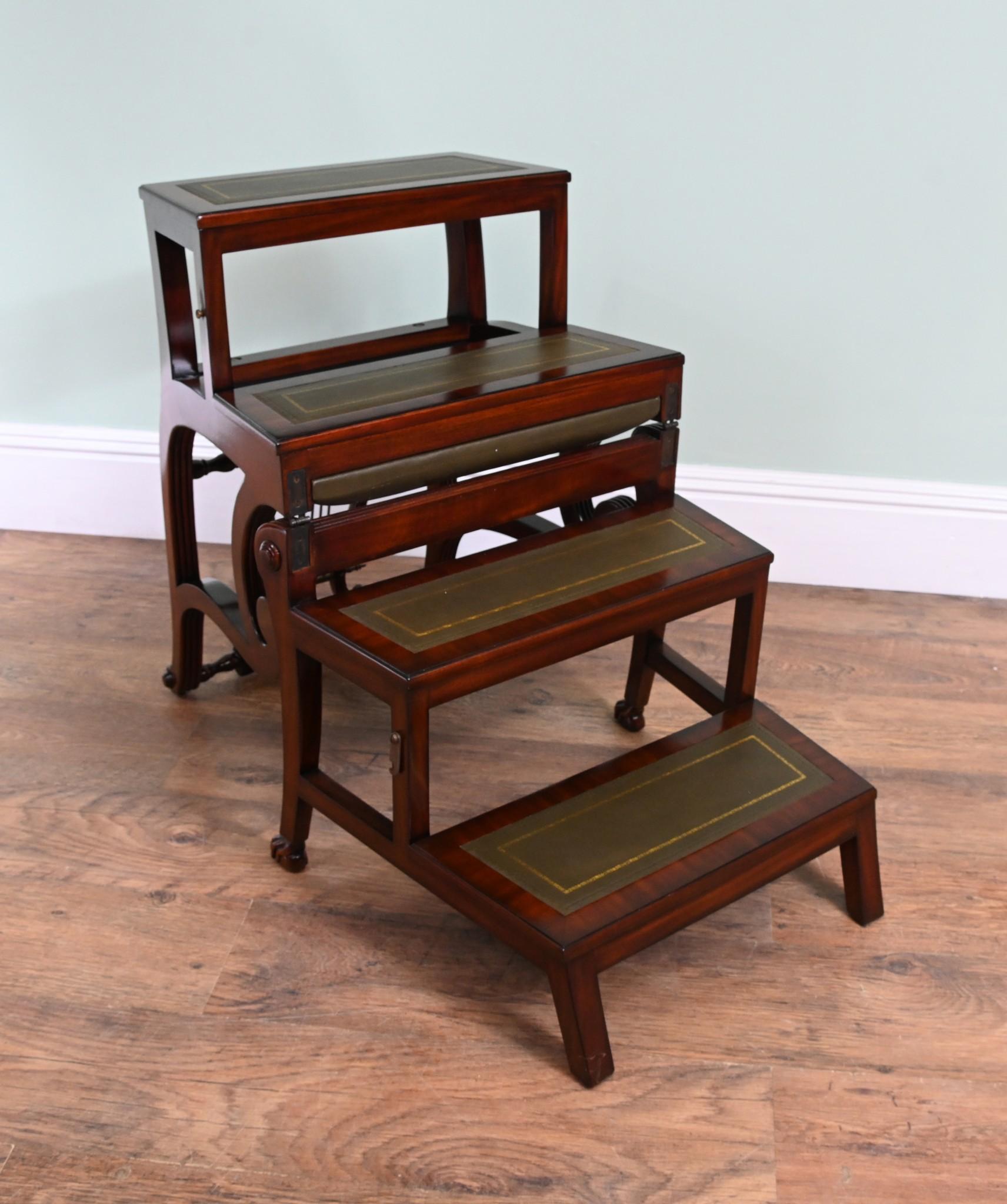 Wood Metamorphic Chair Regency Shield Back Library Ladder For Sale