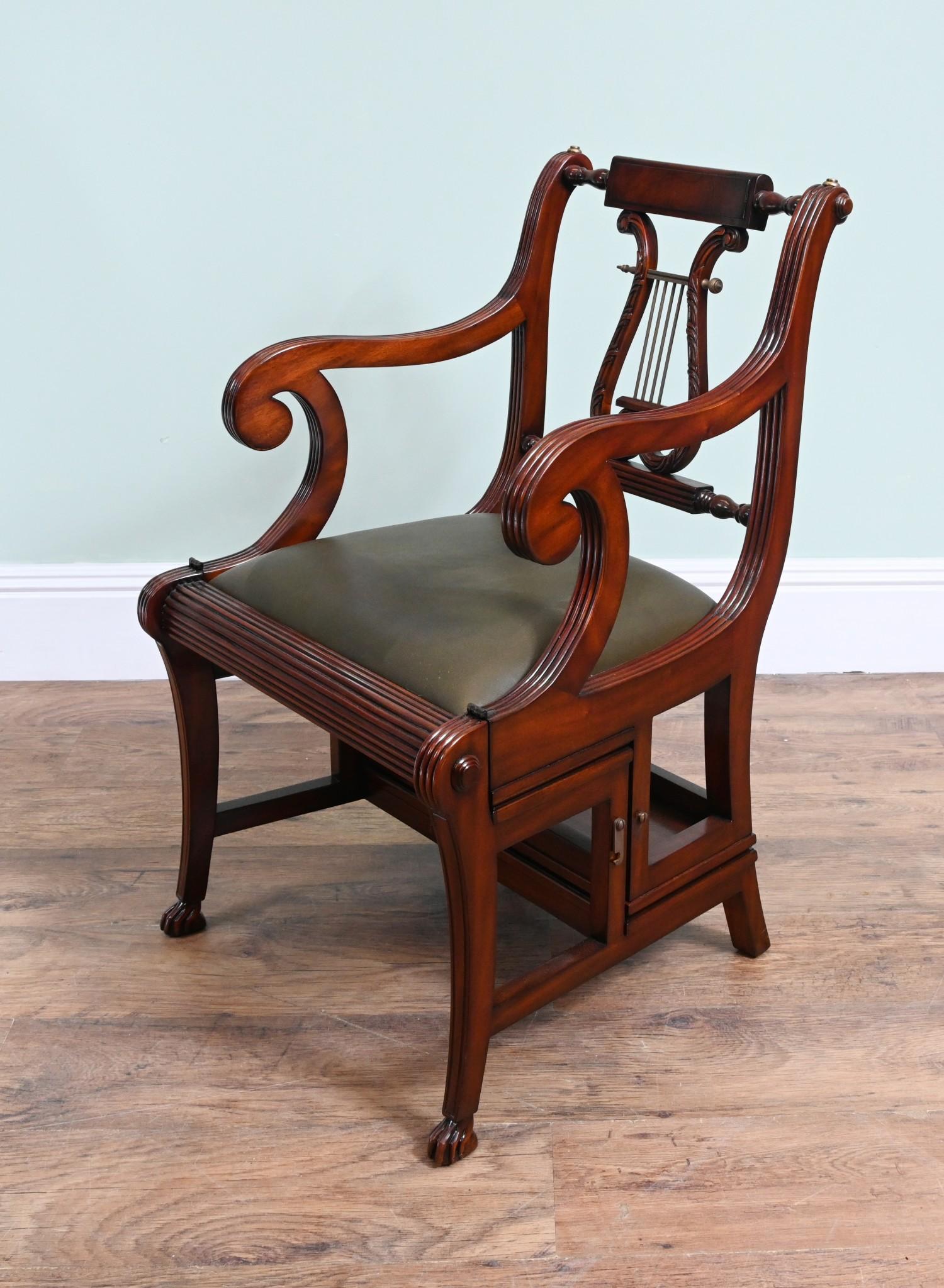 Metamorphic Chair Regency Shield Back Library Ladder For Sale 4