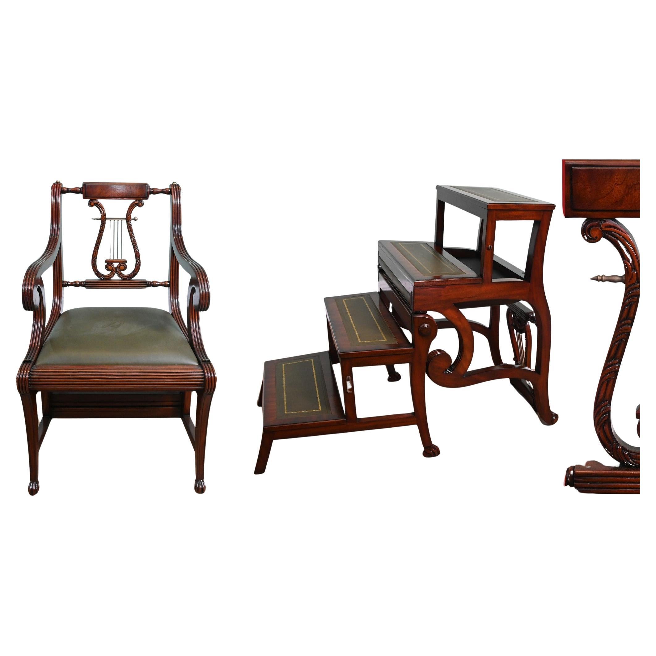Metamorphic Chair Regency Shield Back Library Ladder