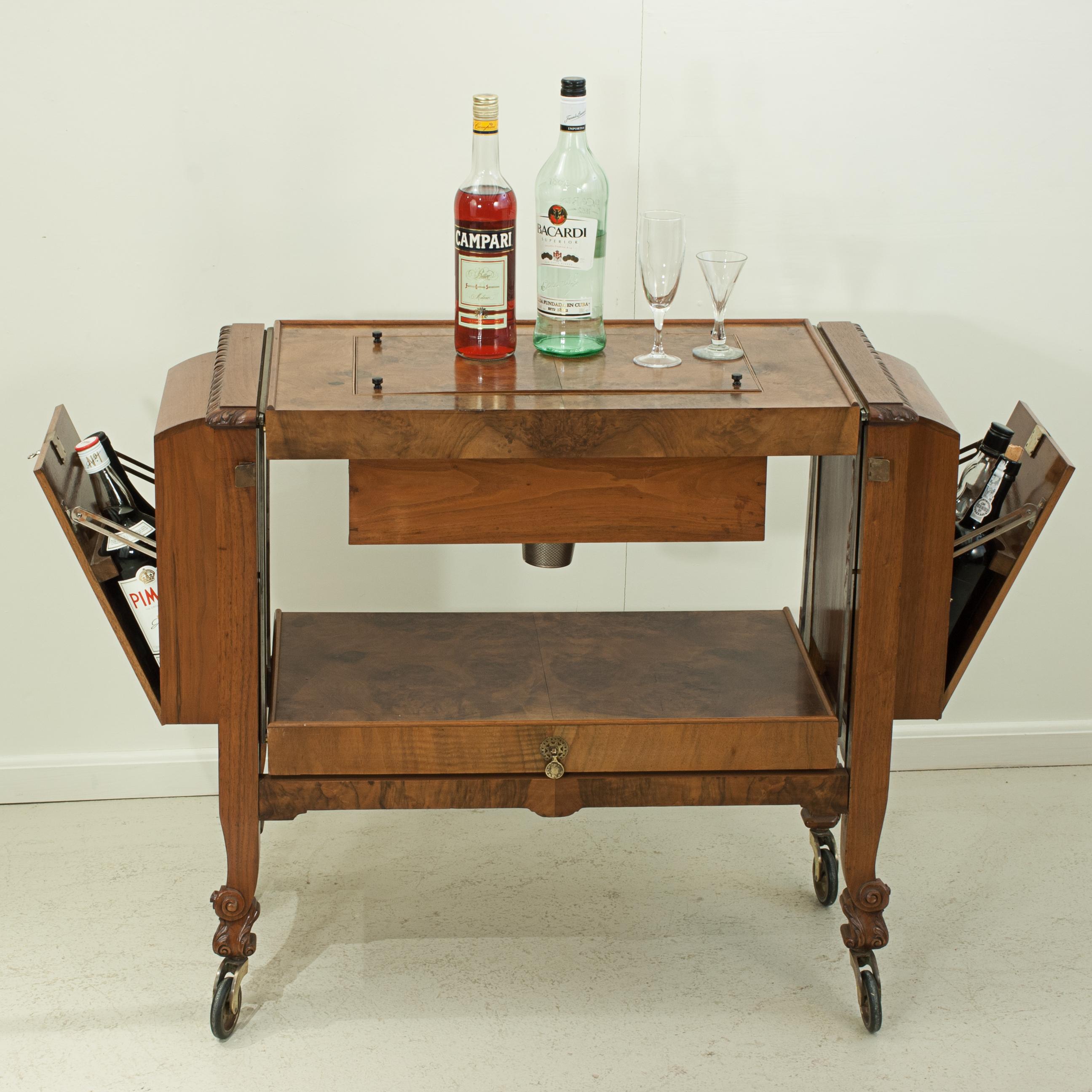 Metamorphic Drinks Table or Trolley, Cocktail Cabinet in Walnut 6
