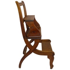 Metamorphic Eastlake Oak Chair Library Steps, American, circa 1870