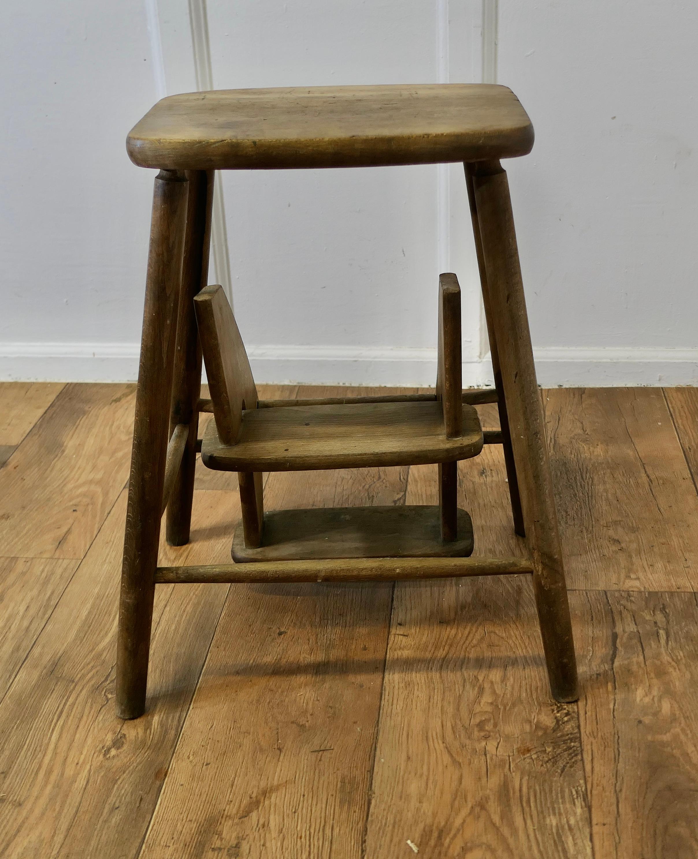 Beech Metamorphic Kitchen or Shop Step Stool  A very useful piece