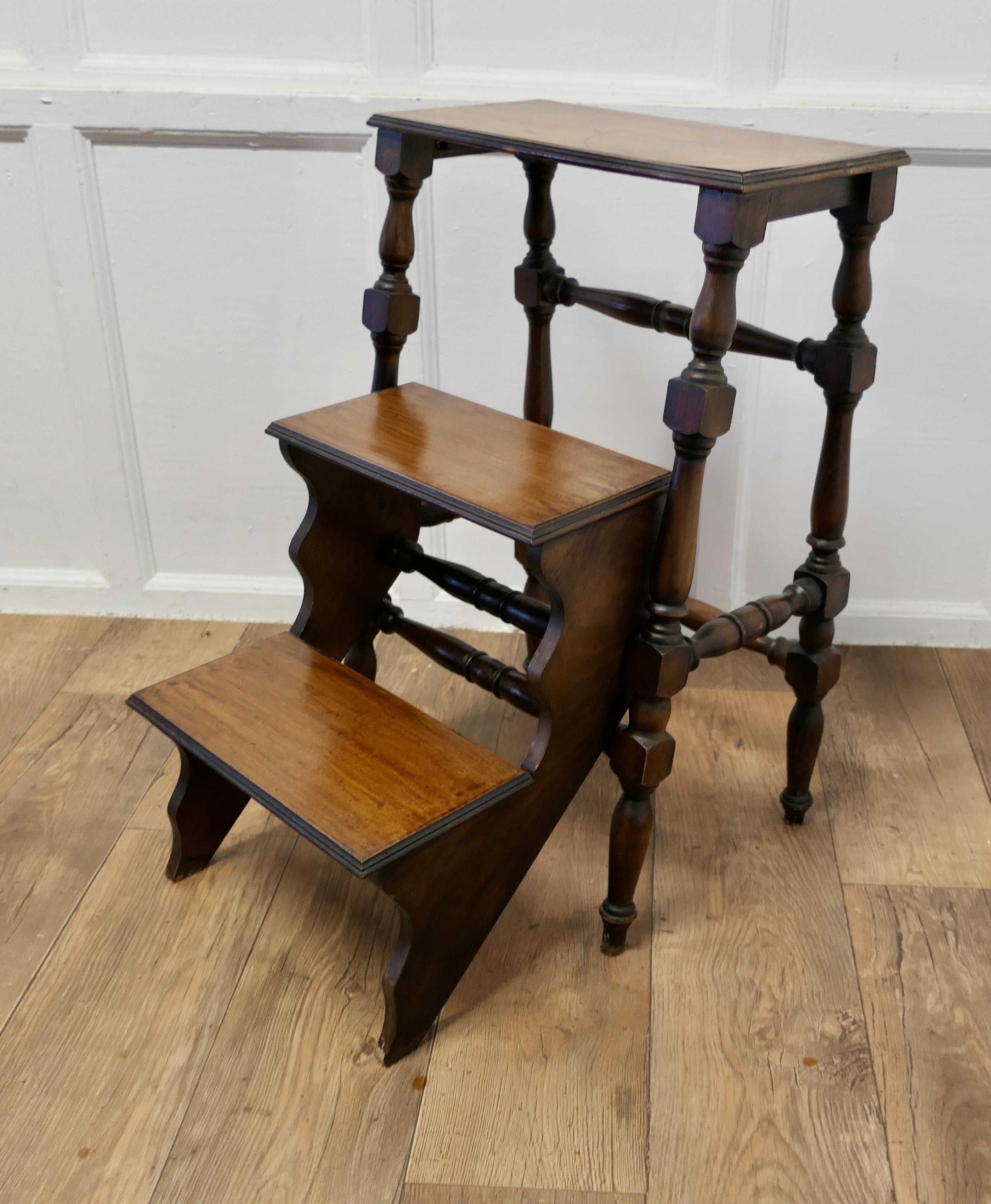 Walnut Metamorphic Library Step and High Stool  A very useful piece 