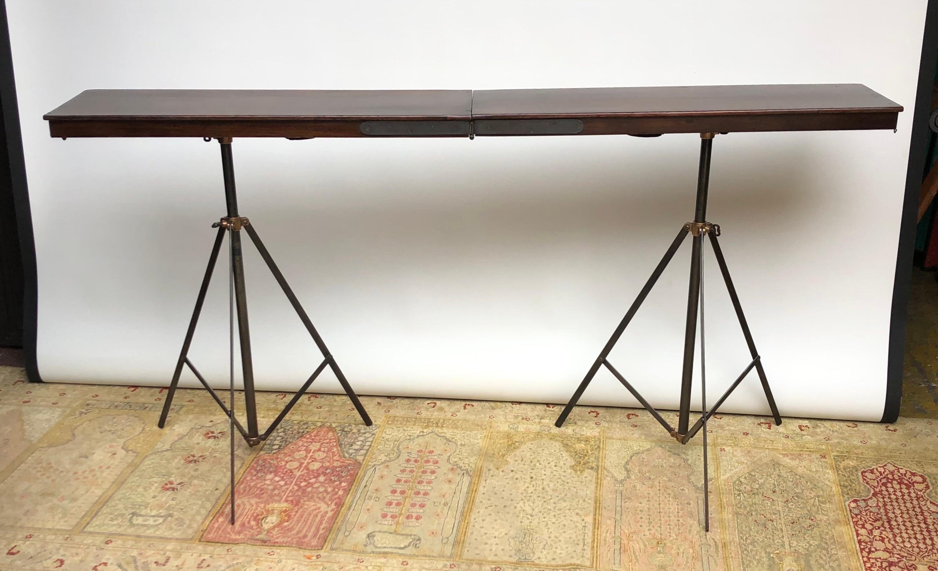 Metamorphic Telescopic Campaign Field Table / Equestrian Table, 19th Century In Good Condition For Sale In Charleston, SC
