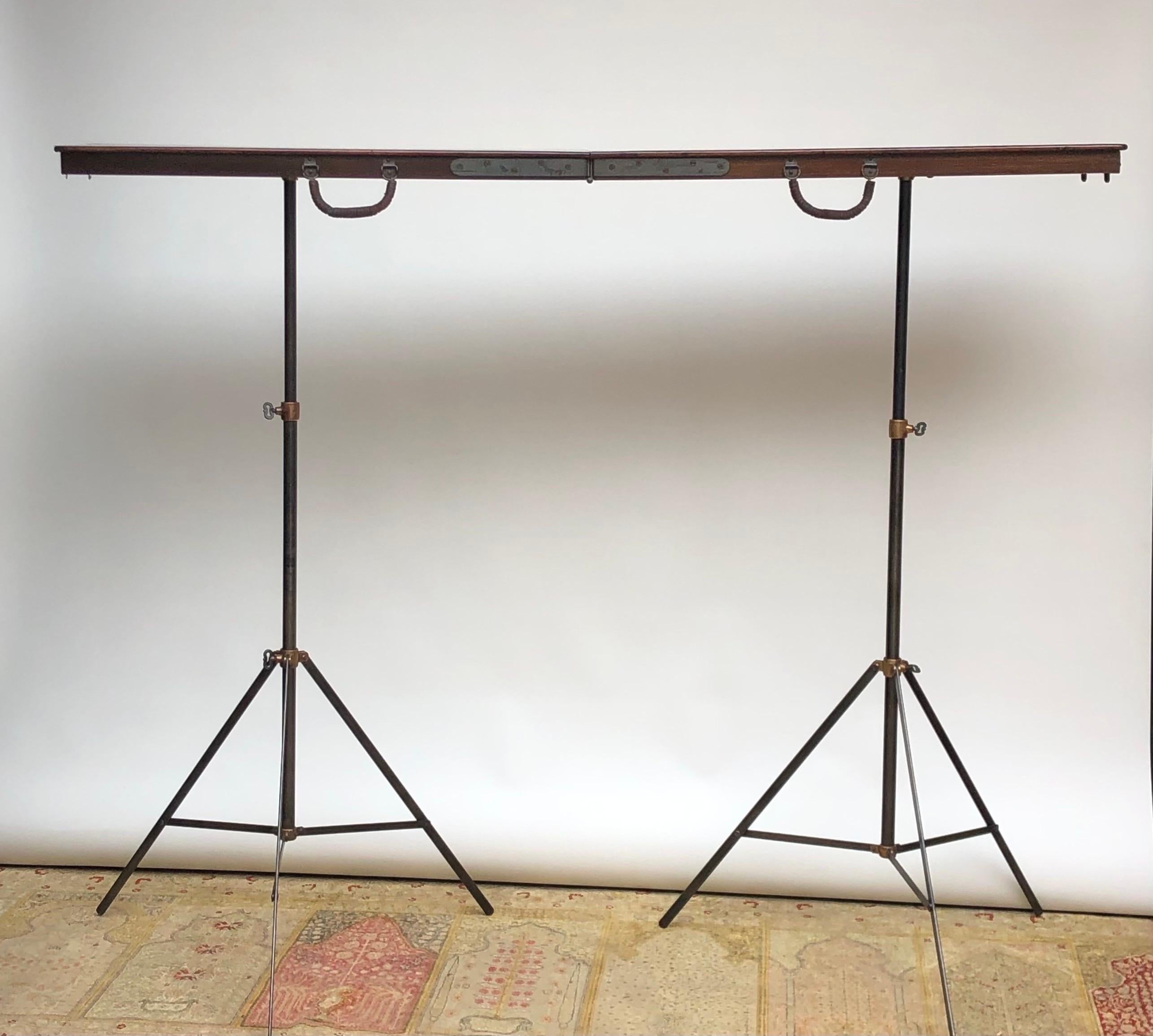 Brass Metamorphic Telescopic Campaign Field Table / Equestrian Table, 19th Century For Sale