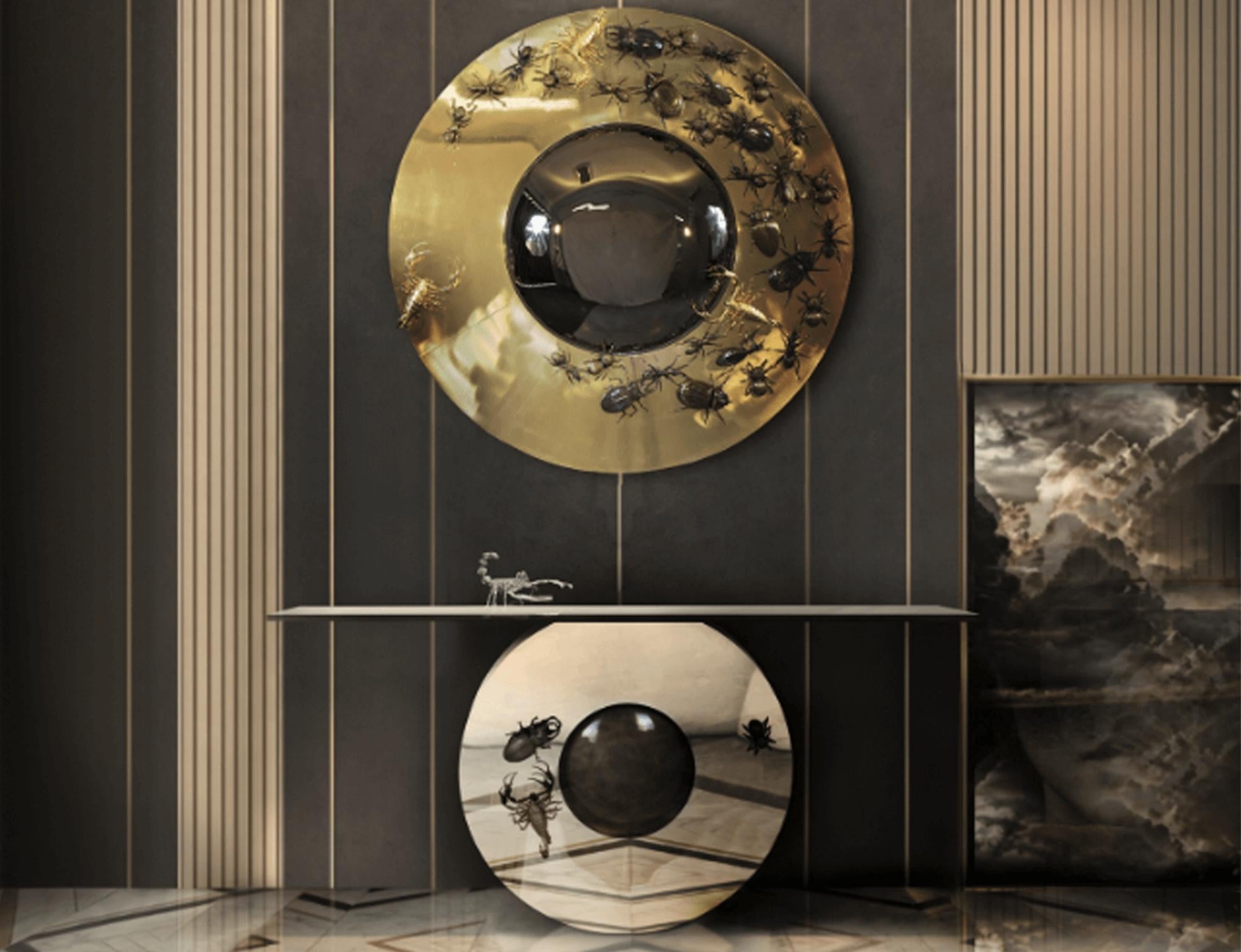 Metamorphosis-Konsole - Handgehämmerter Mantel aus Messing und Nickel - Boca do Lobo im Angebot 5