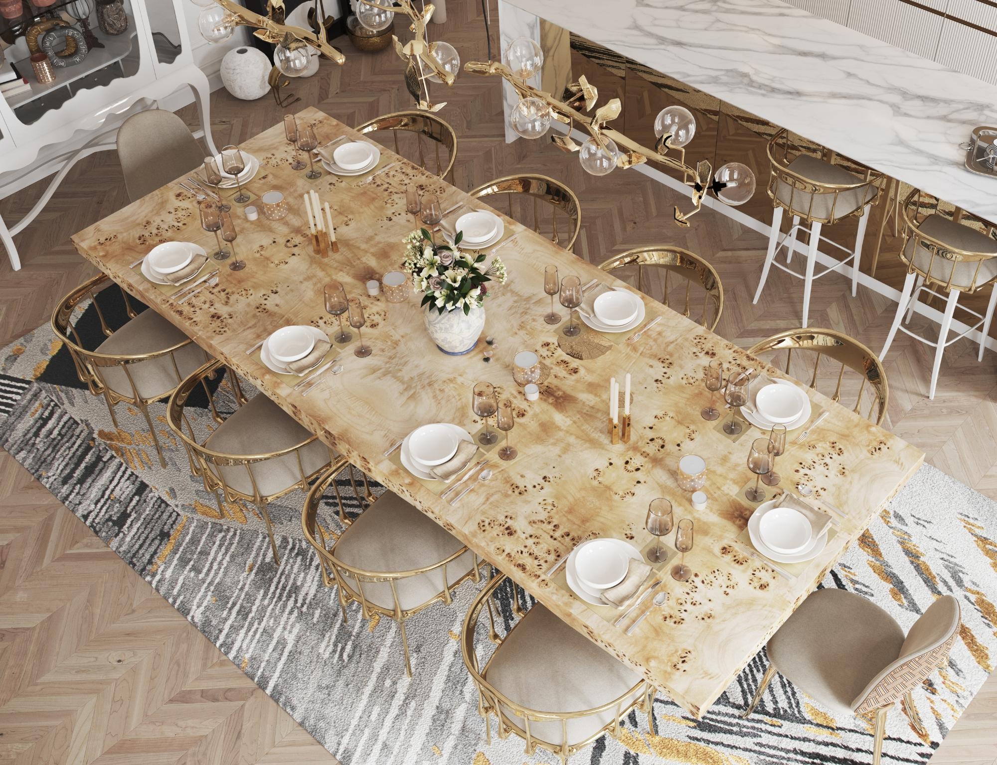 Table de salle à manger Metamorphosis - Laiton et bois martelés à la main - Boca do Lobo en vente 1