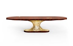 Metamorphosis Oval Dining Table - Hand Hammered Brass & Wood - Boca do Lobo
