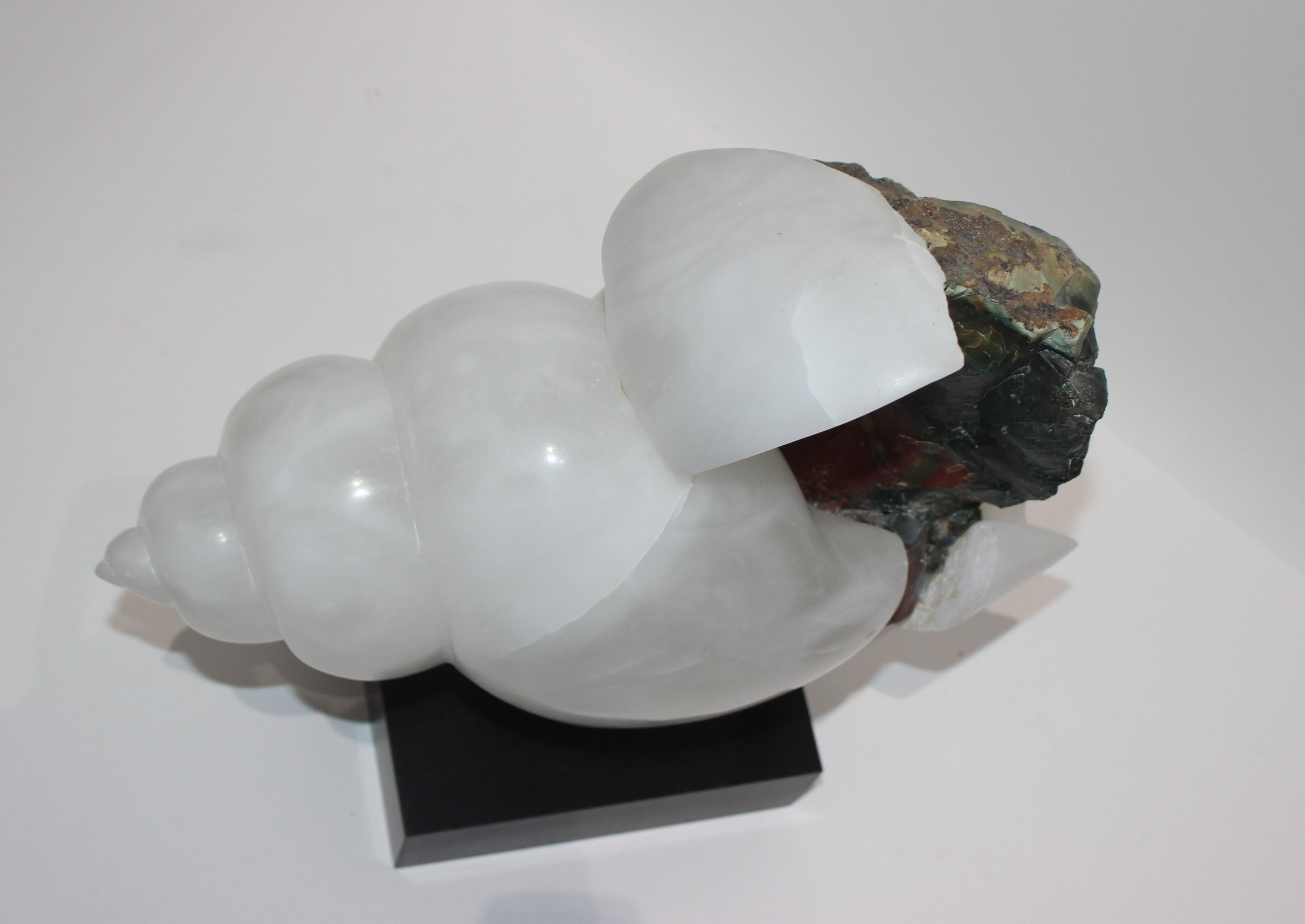 Metamorphosis Shell Sculpture, Alabaster and Stone In Good Condition For Sale In West Palm Beach, FL