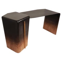 METAPHYSIC DESK B : bureau en chêne massif et bronze, signé Hoon Moreau (2020)