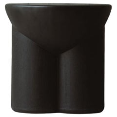 Metate Black Solid Oak Wood Stool by David Del Valle