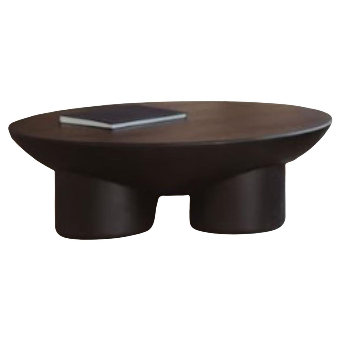 Metate Black Wood Coffee Table by David Del Valle For Sale